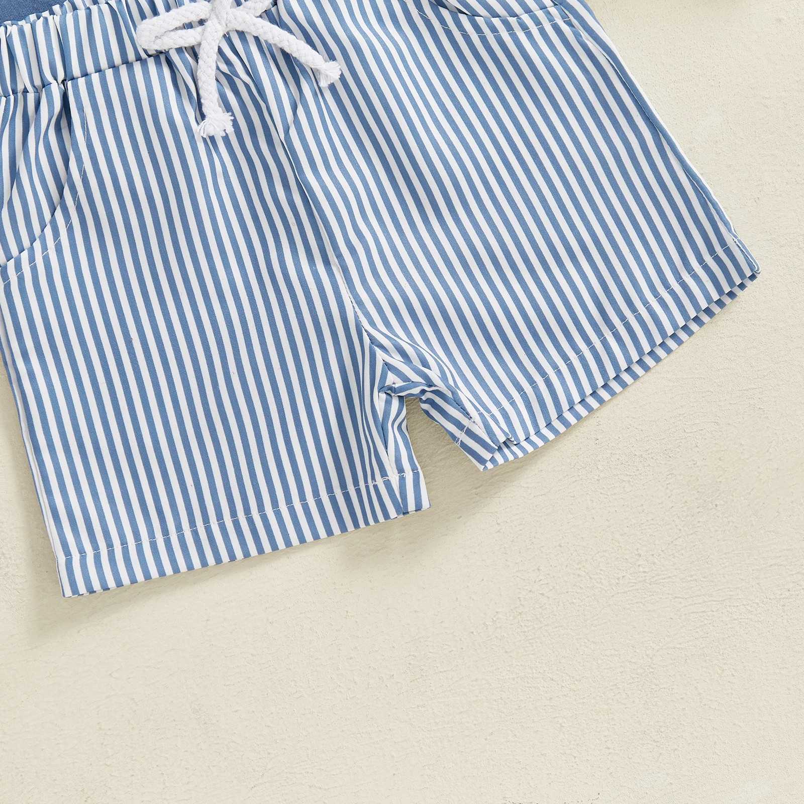 MISOWMNJOY Fashion New Baby Boys Clothing 2-piece Shorts Set Short Sleeve T-shirt Striped Shorts 2-piece Baby SetT250327
