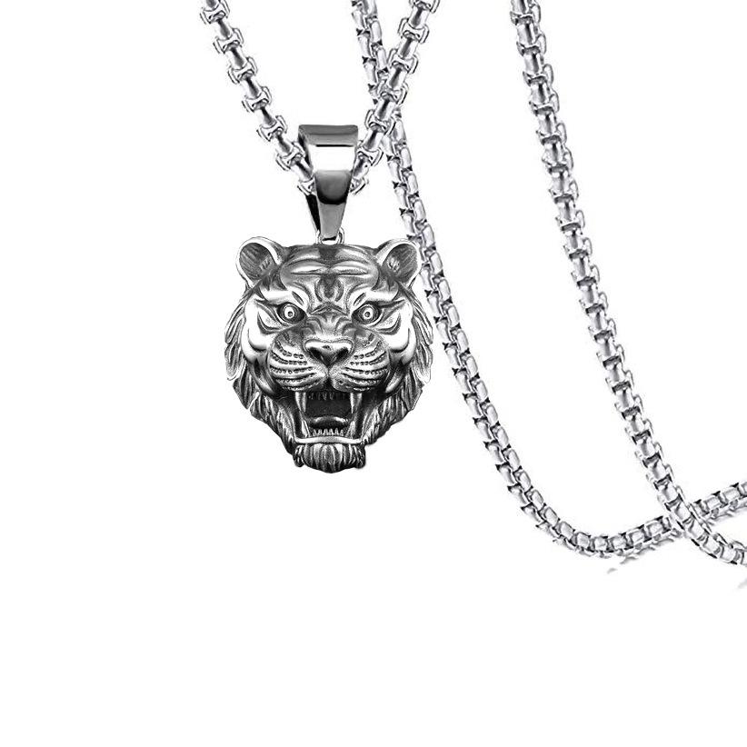 60cm Hip hop style tiger pendant necklace China-Chic Chinese zodiac tiger head design