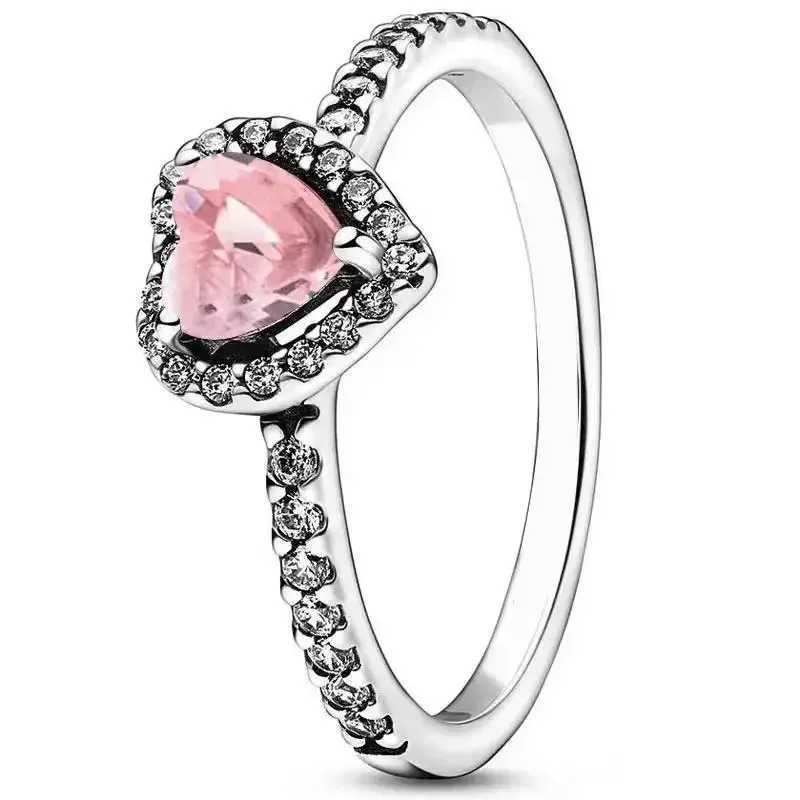 Hot selling 925 sterling silver ring sparkling red heart crystal ring original charming womens jewelry party giftXJ250327
