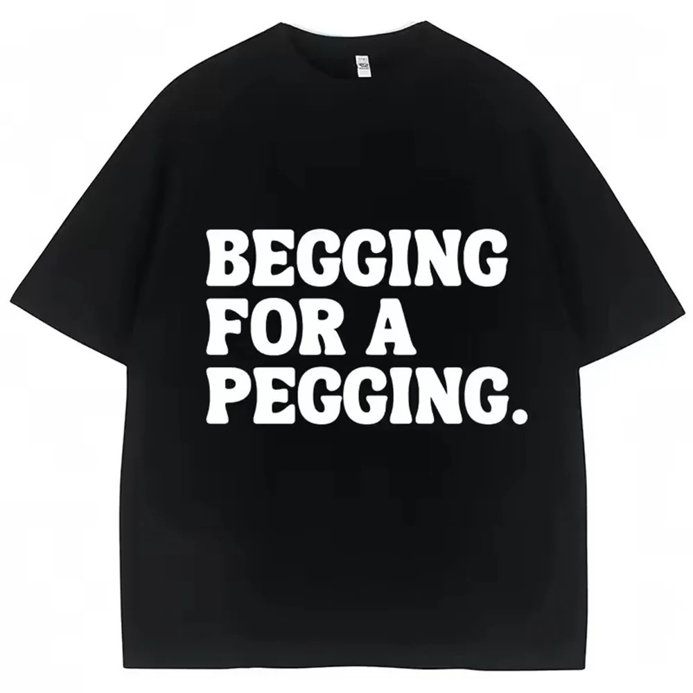 Minimalist Summer Begging Peggy Letter Printing Casual Loose Mens Cotton Comfortable Breathable Short Sleeve Tshirt 250327