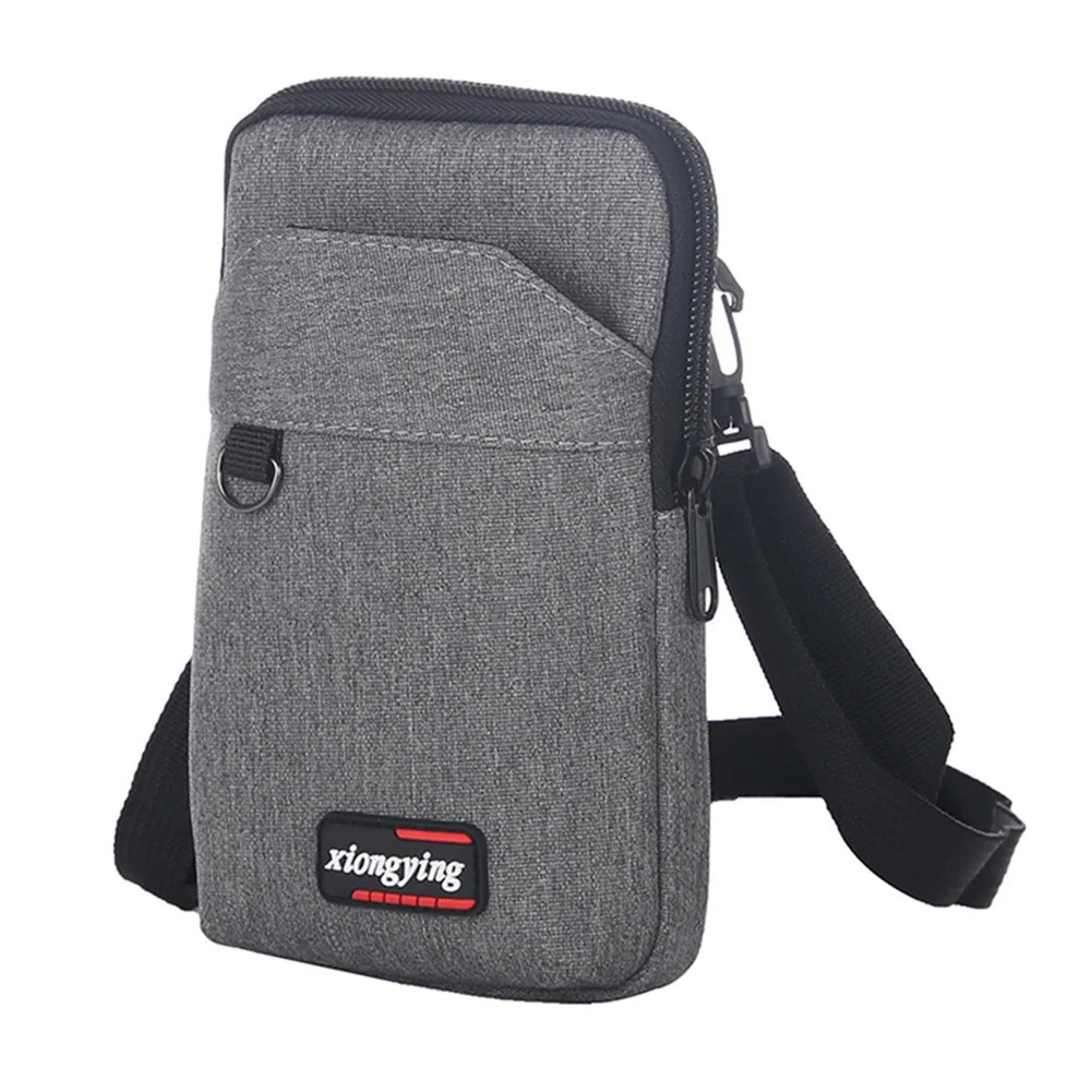 Canvas shoulder bag mens solid color horizontal casual and fashionable mobile phone camping hunting small square wallet 250326