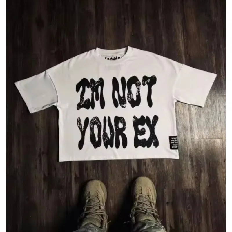 Y2k Tshirt Street Clothing Hip Hop Alphabet Printed Short Sleeve Mens and Womens Summer Harajuku Gothic Loose Casual Top 250326