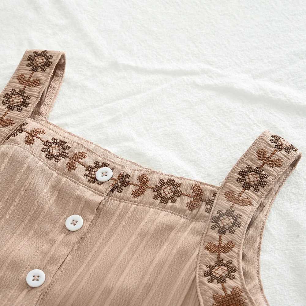 Bear Leader 2024 Summer New Style 3-7 Year Old Girls Pants Set Two Piece Embroidered Shoulder Strap Single Chest Wide Leg PantsT250327