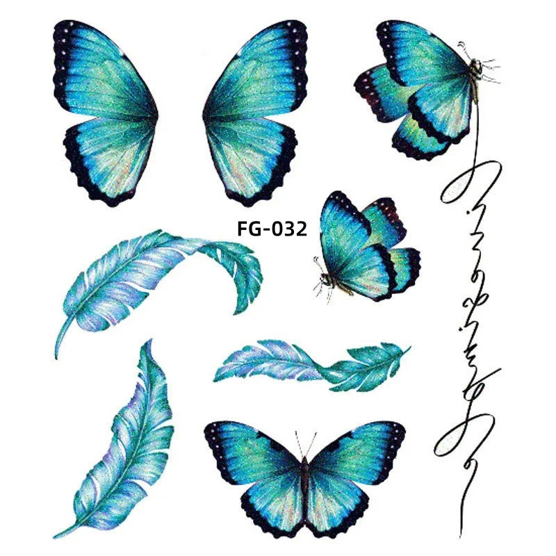 1Sheet Fairy Butterfly Wings Shiny Tattoo Sticker Waterproof Eyes Face Art Tattoos for Women Makeup Dance Music Festival 250325