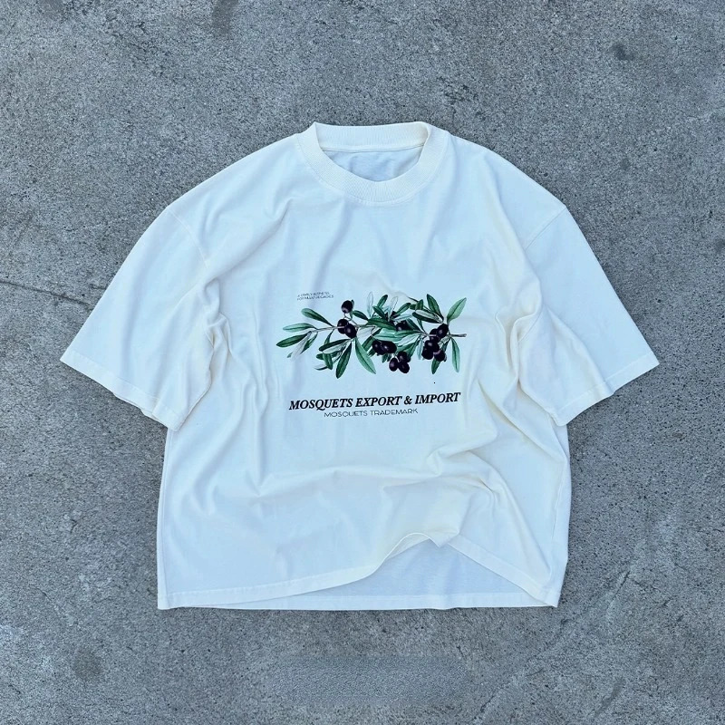 Y2K retro graphic Tshirt with printed pattern for mens casual streetwear oversized hiphop original cotton loose 250318