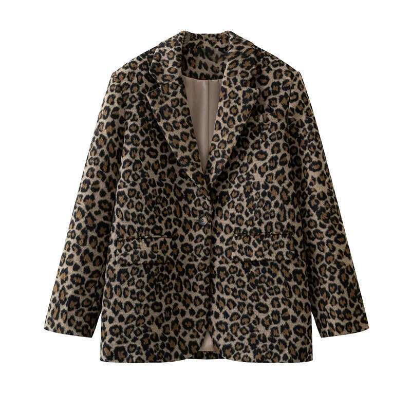 Women's Coat Vintage Leopard Women's Jacket Casual Lapel Single Button Coat Long Sleeve Jackets Autumn Lady New In Coats Outwears