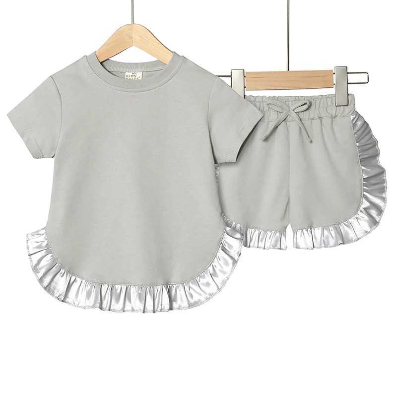 Summer Kids Little Sweet Girls Clothing Sets Cotton Luxury Homewear Top+Shorts Children Clothes Toddler Baby Outfits Suit 2PCST250327