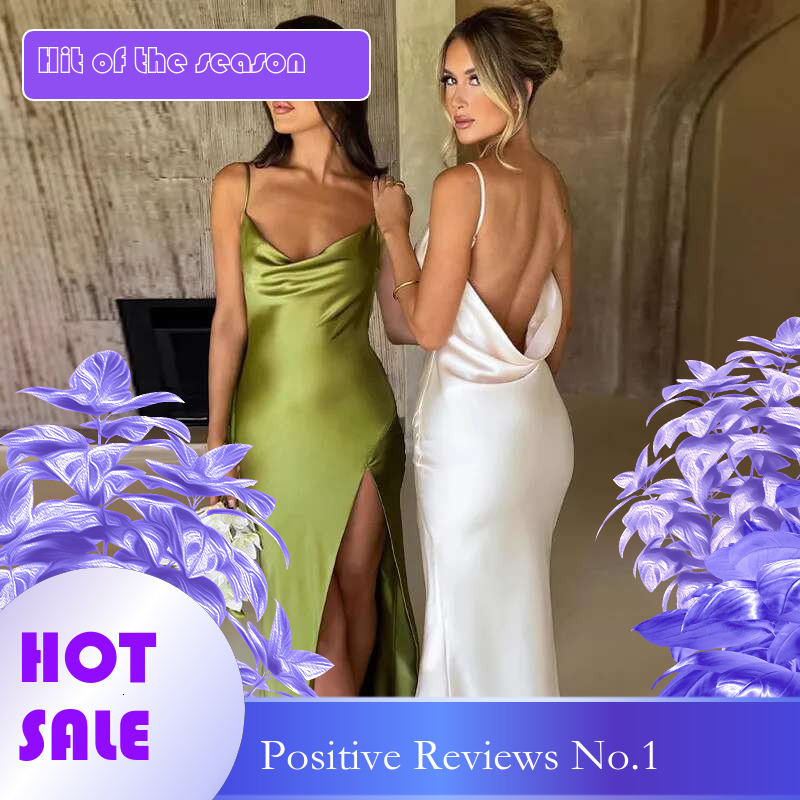 Dongdumaoyi Zomertrendmode Sexy Backless Slim Fit Damesjurk Met Split En Bandjes