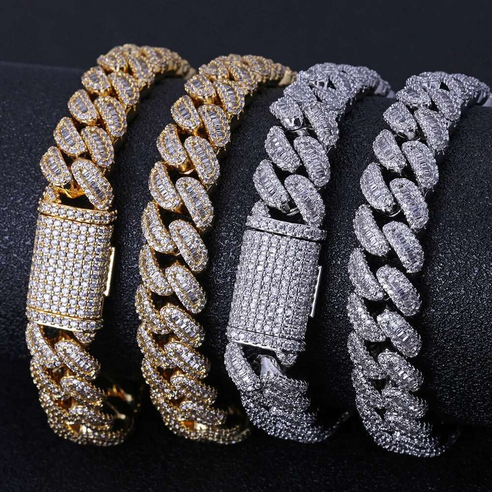 925 Sterling Silver 12mm D color VVS Moissanite Chain Iced Out Diamond Cuban Link Chain Necklace for Men Women