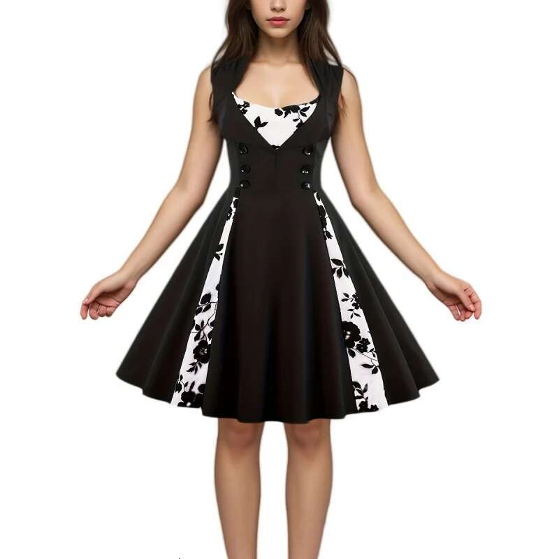 Dongdumaoyi Mode Patchwork Volledige Rok Retro Damesjurk Sexy En Verfijnd
