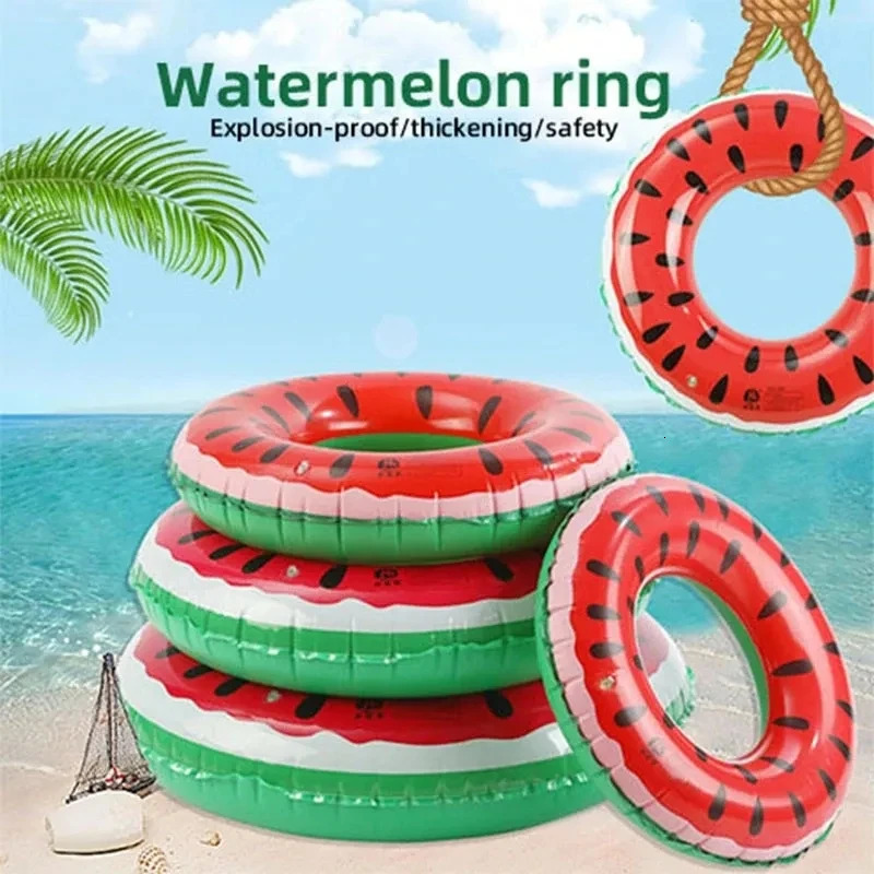 1 Pc Watermelon Pattern Swimming Ring for Adult Kids Inflatable Mattress Pool Party Laps Summer Beach Float Water Sport 250321
