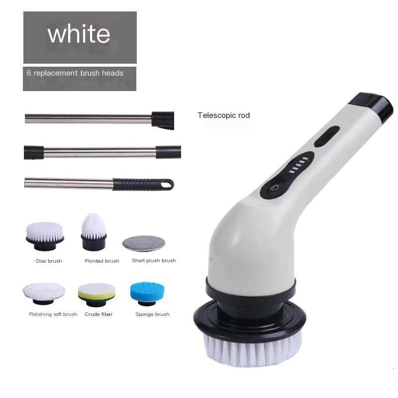 9 in 1 Replacement Heads and Extension Handle Cordless Bathroom Cleaning Brush Electric Spin Scrubber