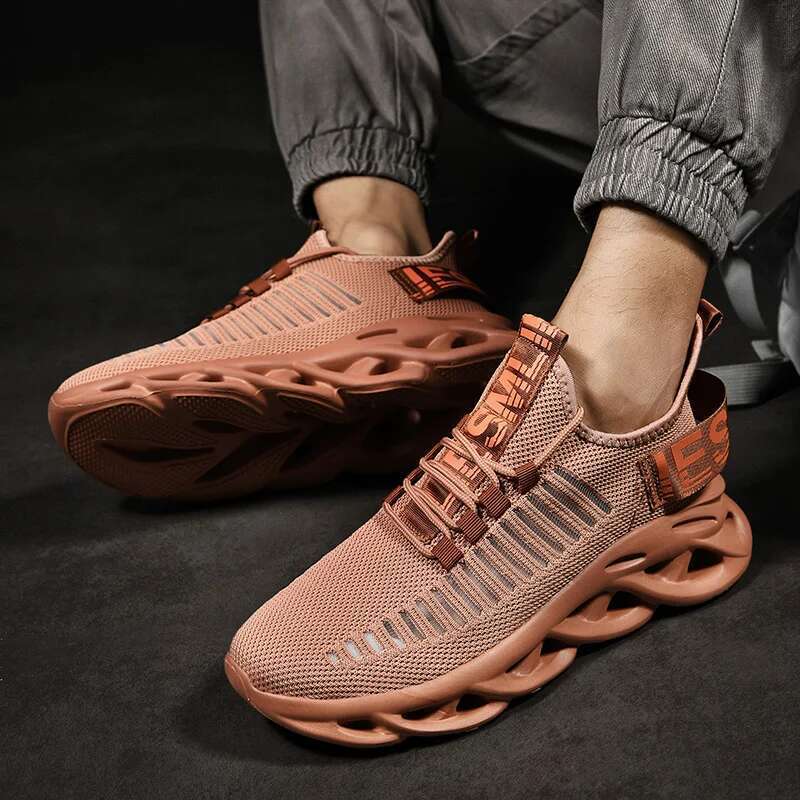 Running Lightweight Comfortable Sneakers Breathable Mesh Non Slip Sport Shoes Walking White Rubber Sole Men
