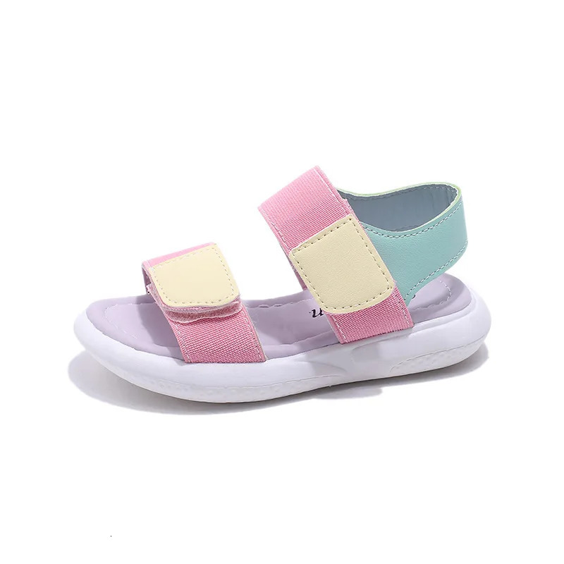 Girls Sandals Summer Kids Beach Shoes For Girl Soft Patchwork Cute Pink Color Girls Sport Open-toed Sandals Size 26-36 250326