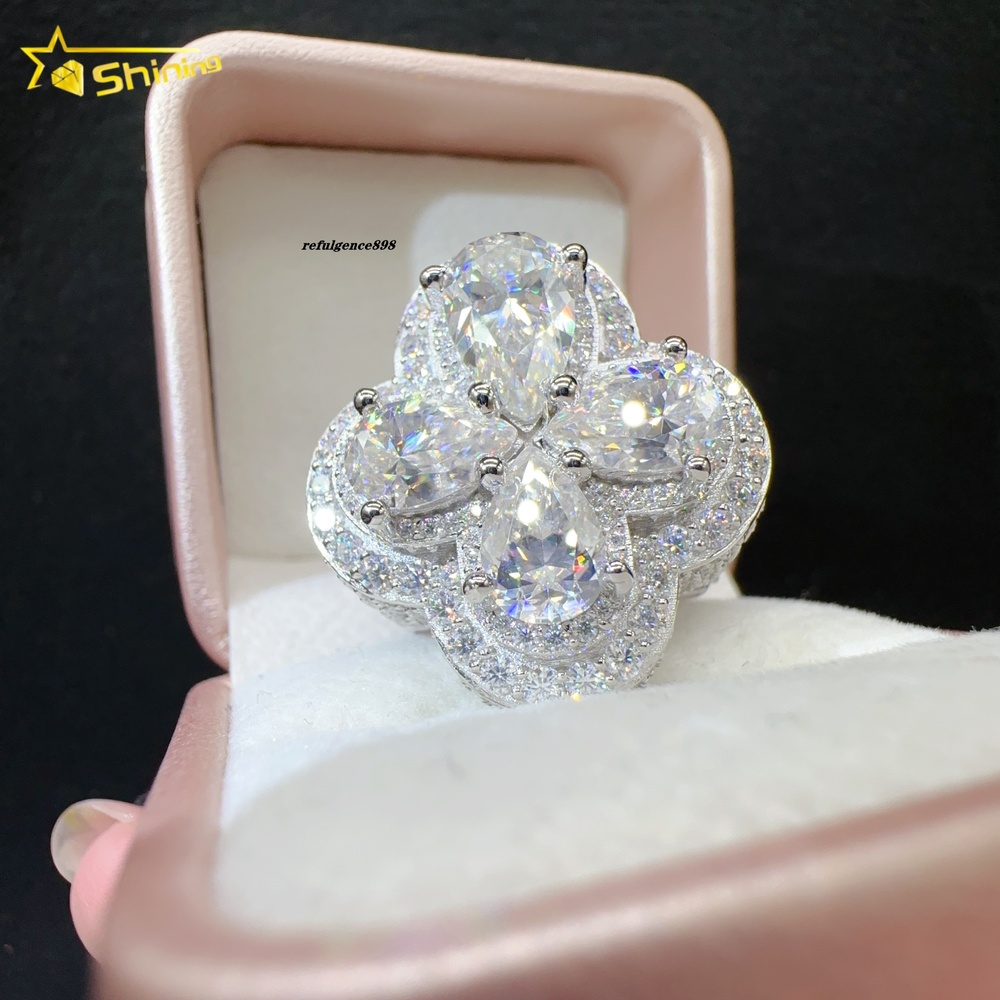 Hip Hop Iced Out Rings Custom Lab Diamond Vvs Moissanite Iced Out Jewelry Cross Ring