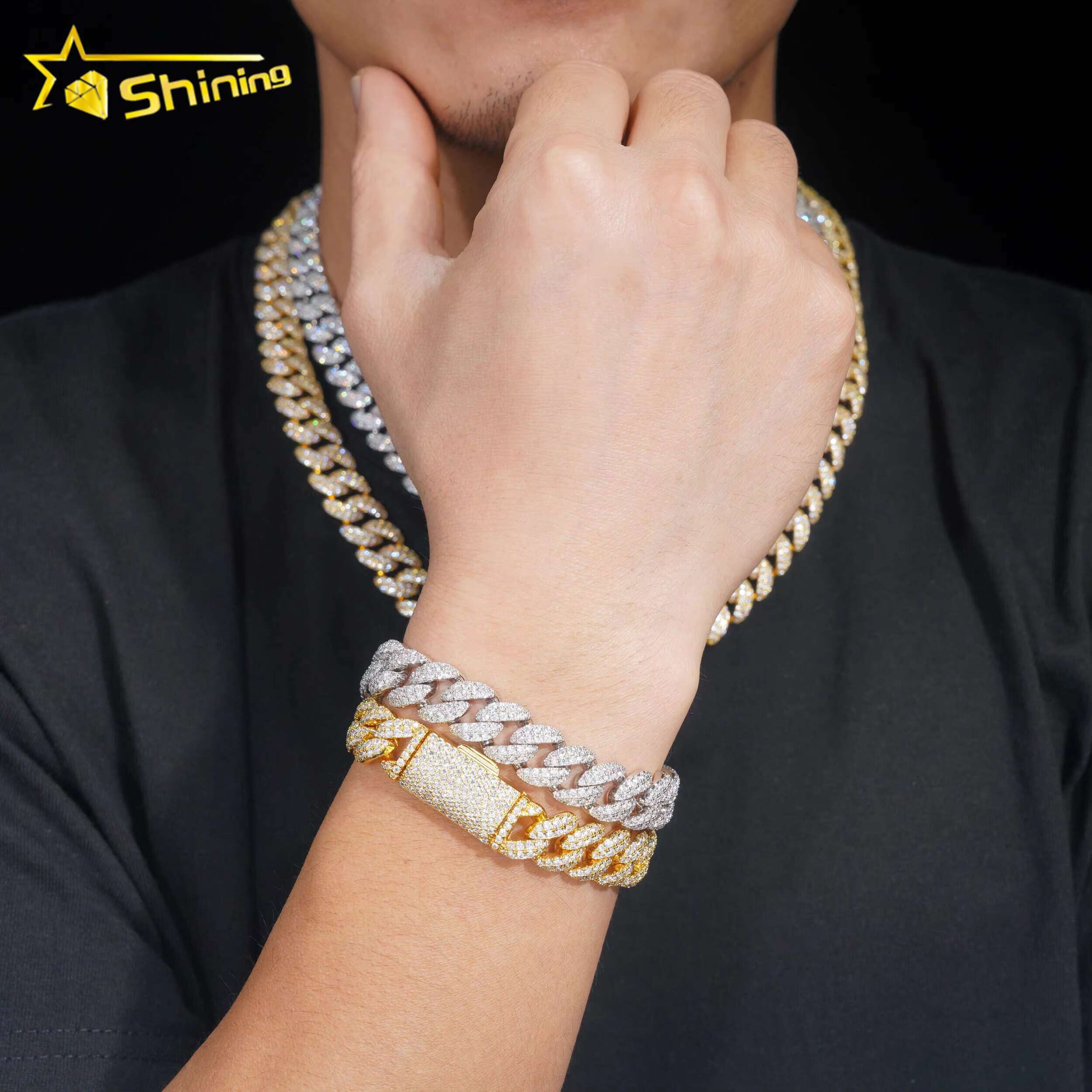 Shining High Quality Fashion Hip Hop 12MM Width 5A CZ Cuban Link Chain Iced Out Cuban Necklace and Bracelet