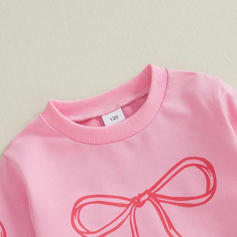 Ddmyshoesvip Adorable Toddler Girl Hoodies With Lovely Bow Design Cozy Long Sleeve Round Neck Sweatshirts Kids Stylish Pullovers For