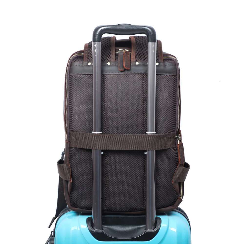 S.Worker Vintage Genuine Backpack Laptop Crazy-Horse Leather School Outdoor Travel Weekender Shoulder Bag