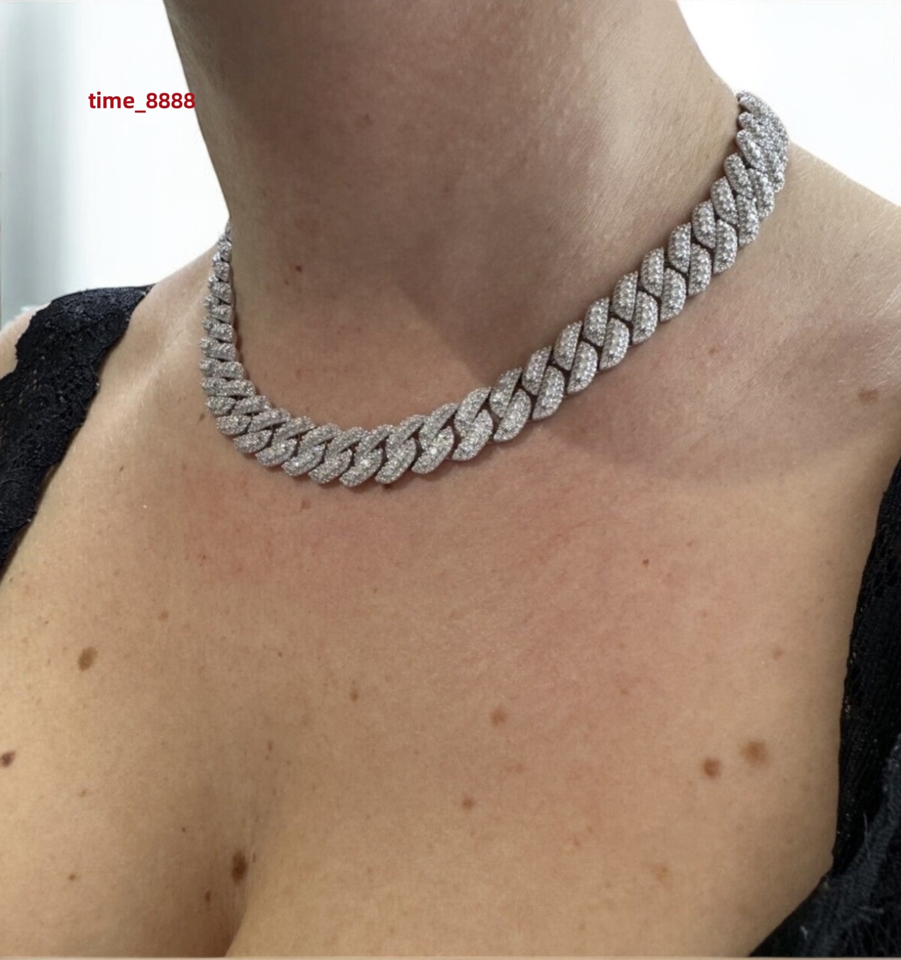 20.51 TCW 925 Silver Unisex Custom 14MM 22inch Miami Icy VVS Moissanite Diamond Cuban Link Chain Necklace at Reliable Price