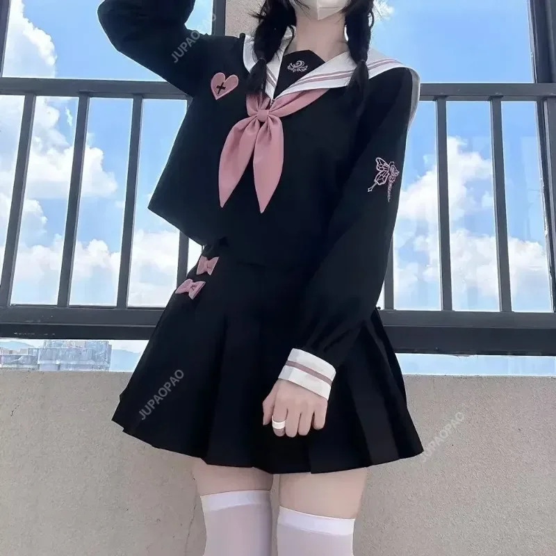 JK Korean Uniform Japanese Student Folding Academy Style School Costume Female Sailor Role Playing Japan 250326