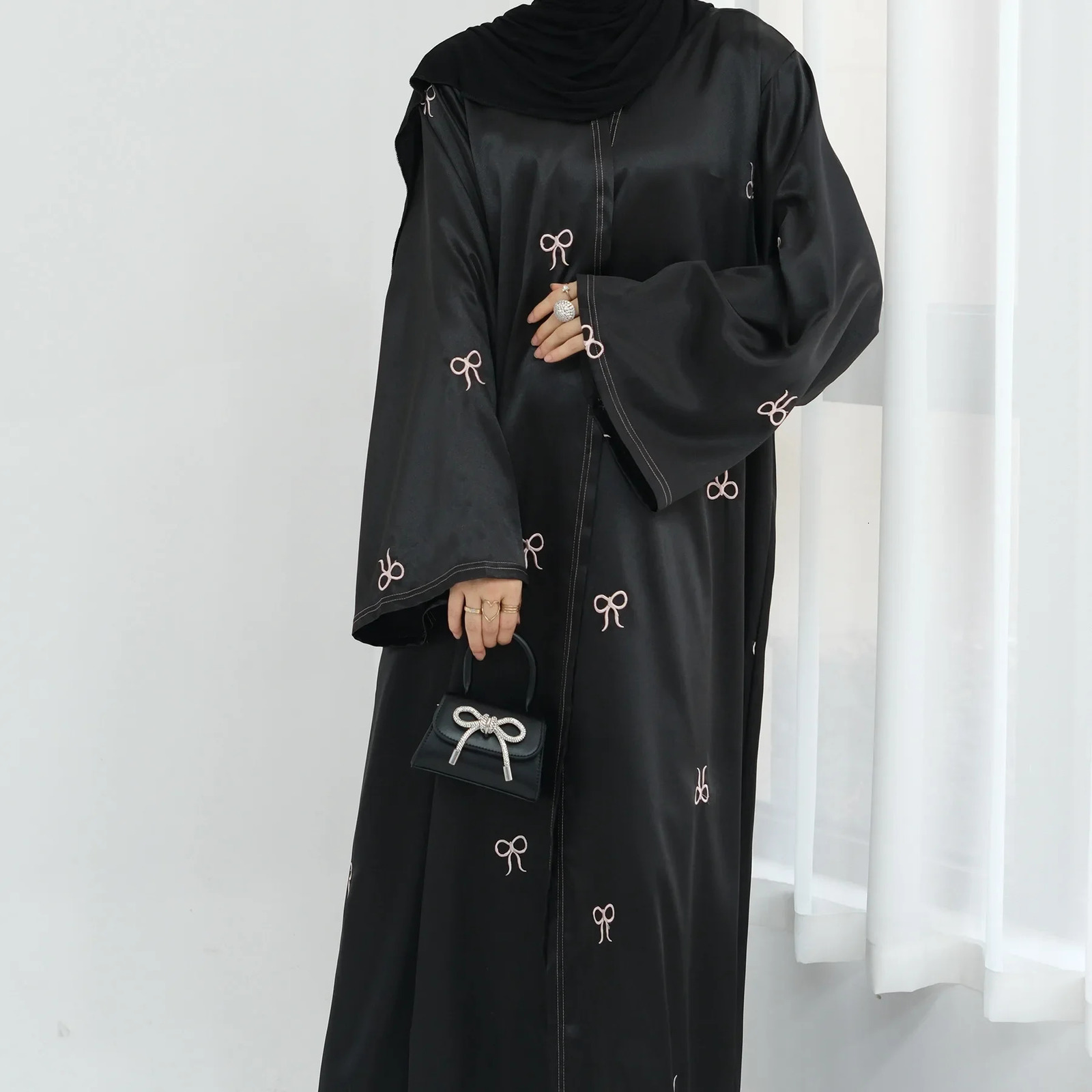 Butterfly y Dubai Abaya Kimono y Muslim Dress Open Abayas Women Islamic Clothing Kaftan Headband Ramadan 250326