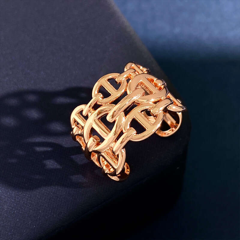 Trendy and fashionable three-layer pig nose Japanese C-shaped wide opening INS cold style stacked eating ring bracelet