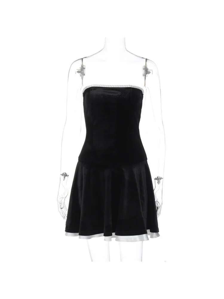 Dongdumaoyi Lente Nieuwe Jurk Su De Patchwork Ruches Bustier Prinsessenjurk