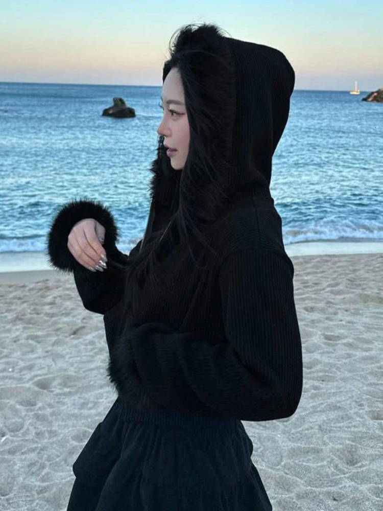 AltGoth Y2k Winter Warm Corduroy Coats Women Mall Gothic Streetwear Hipster Grunge Emo Alt Long Sleeve Hooded Crop Jackets Femme 250322