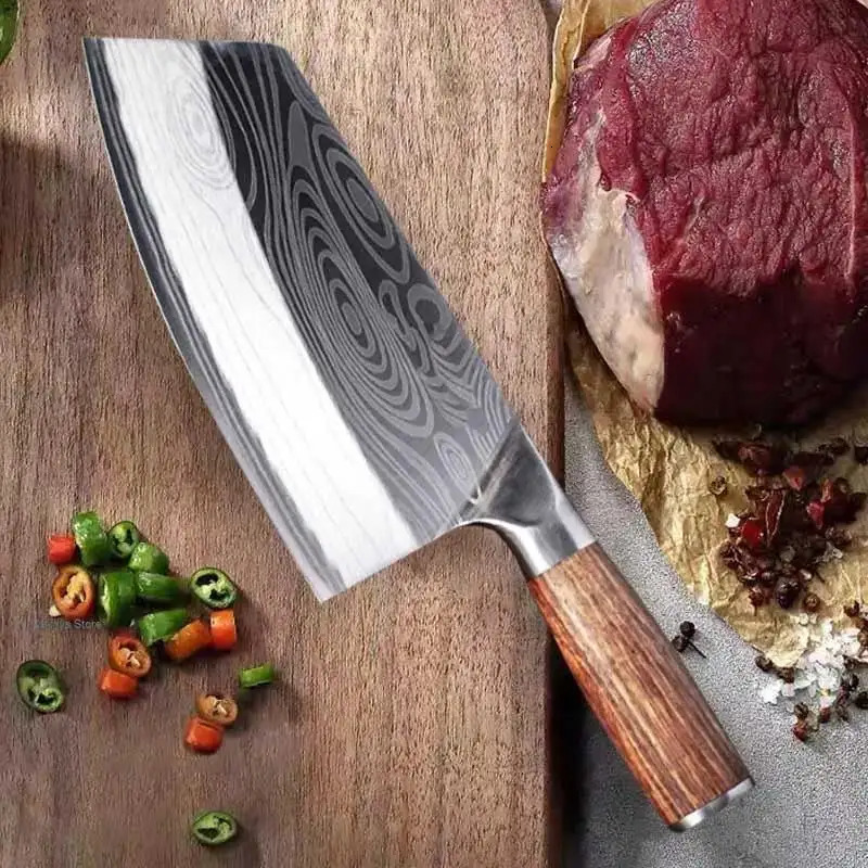 Kitchen Butcher Knives Laser Damascus Professional Japanese Chef Knife Stainless Steel Knife Meat Cleaver Cooking Chef Knife 250325