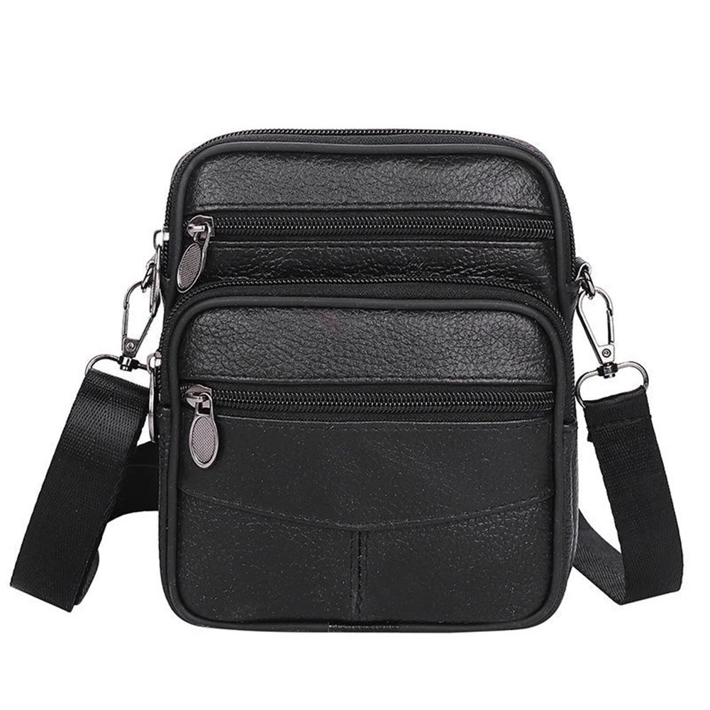 Multi functional mens messenger bag cowhide leather shoulder fashionable simple portable multi pocket casual outdoor sports 250326