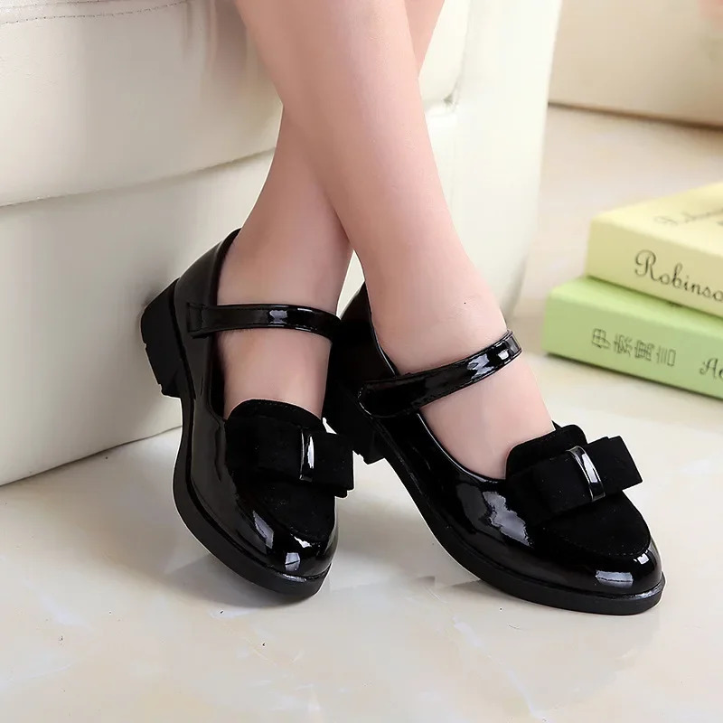 Girls Flats Children Princess Shoes With Bow-knot Sweet Kids Mary Janes Elegant Classic British Style Fashion Autumn 27-38 250326