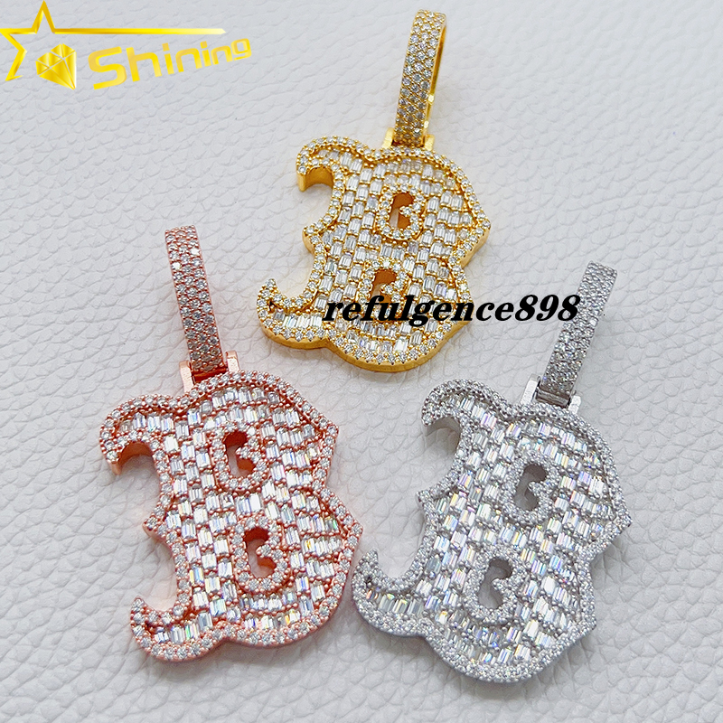 Fast Delivery Fashion Jewelry 925 Sterling Silver B Letter Charm Pendant Iced Out Vvs Moissanite Pendant