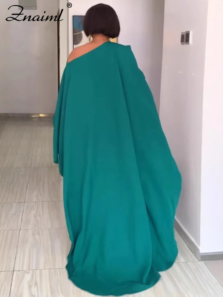 Znaiml elegant cape long sleeved Oneck green wide leg jumpsuit Dubai ladies birthday party Africa onepiece 250326
