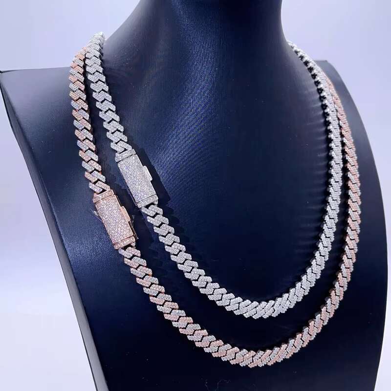 8mm Hip Hop Iced Out Men Fashion Rapper Jewelry Vvs Moissanite Cuban Link Chain 925