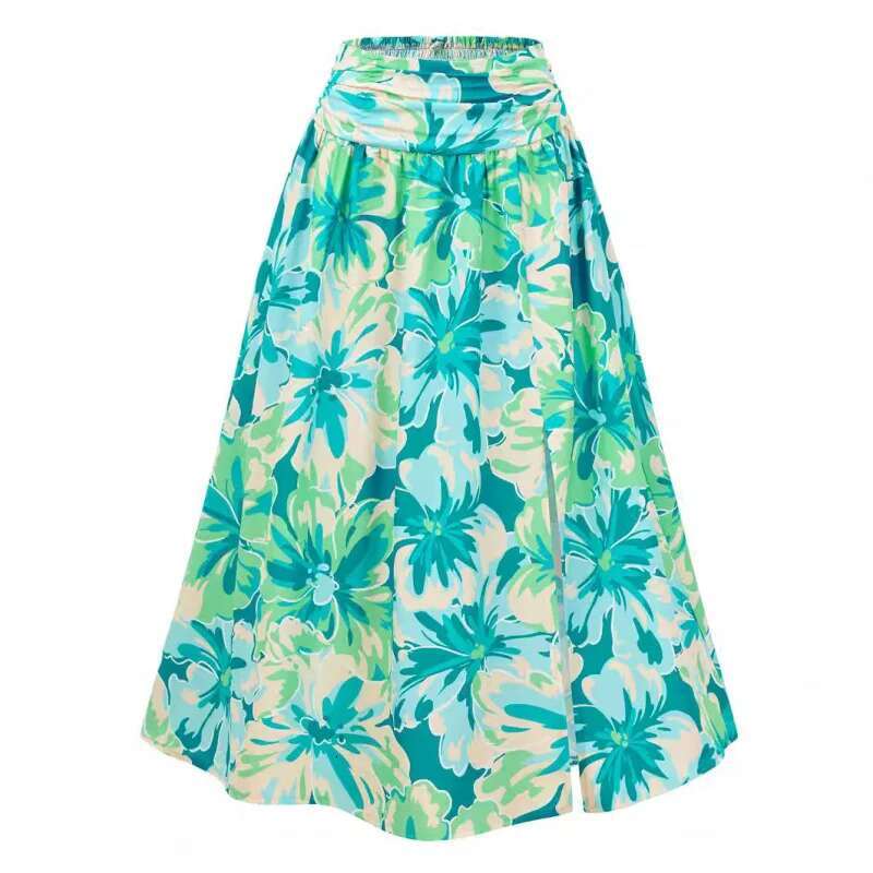 Dongdumaoyi Nieuwe Dames Zomer Casual Gesmokte Bloemenprint Rok C