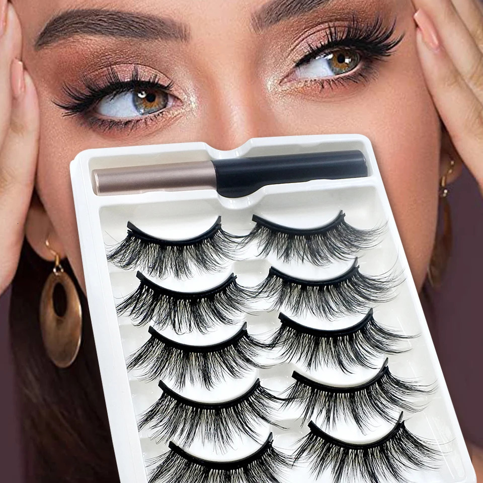 1/5 Pairs Magnetic Eyelashes Makeup False Lashes Bulk Items Wholesale Natural Magnetic Lashes Eyeliner Set 250324
