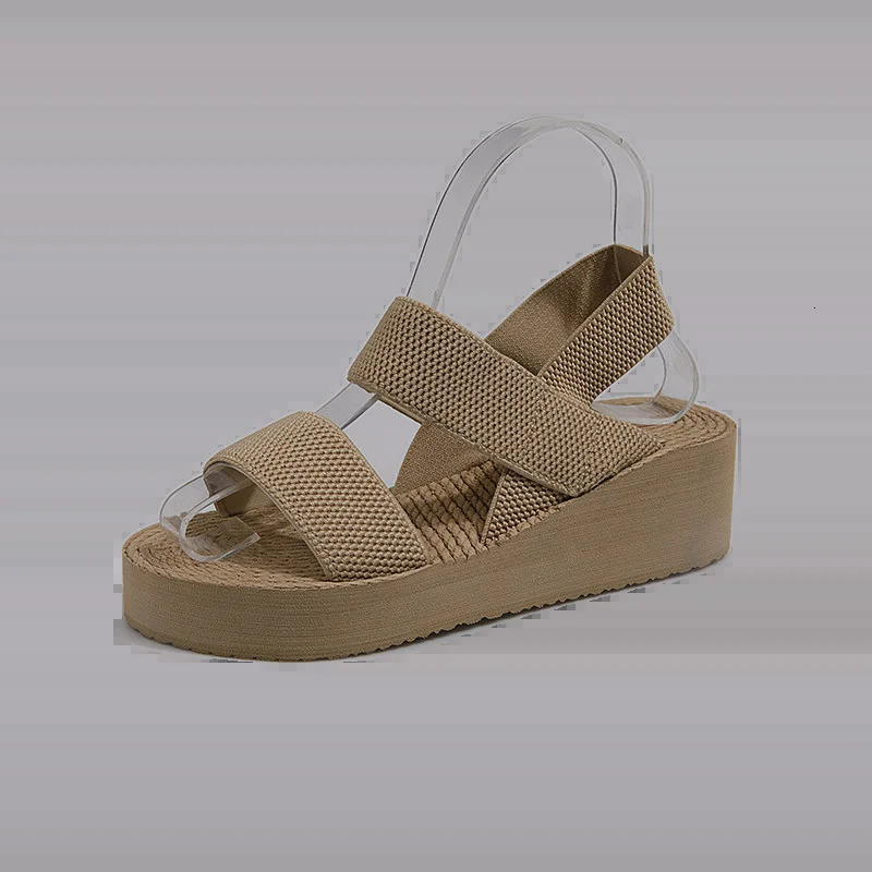 Home>Products>Mini Slip Back Wedge Sandals>Summer Lightweight Sandals>Solid Color Thick Bottom Womens Shoes 250317