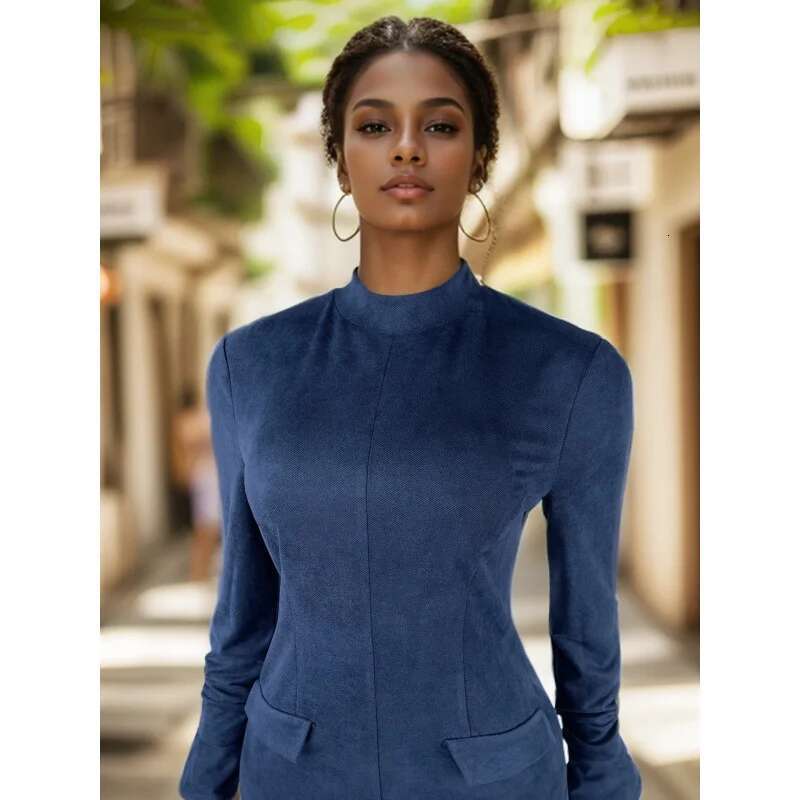 Dongdumaoyi Collectie Sexy En Toch Elegante Bodycon Jurk Mini Su De Effect Met Afslankende Damesjurk Opstaande Kraag