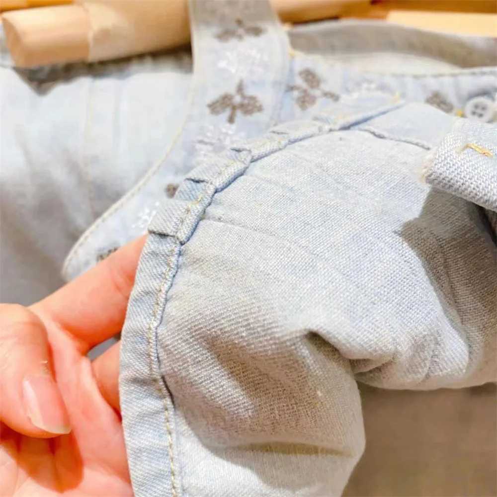 Summer new girls vest set childrens embryonic flower hanging jeans two-piece setT250327