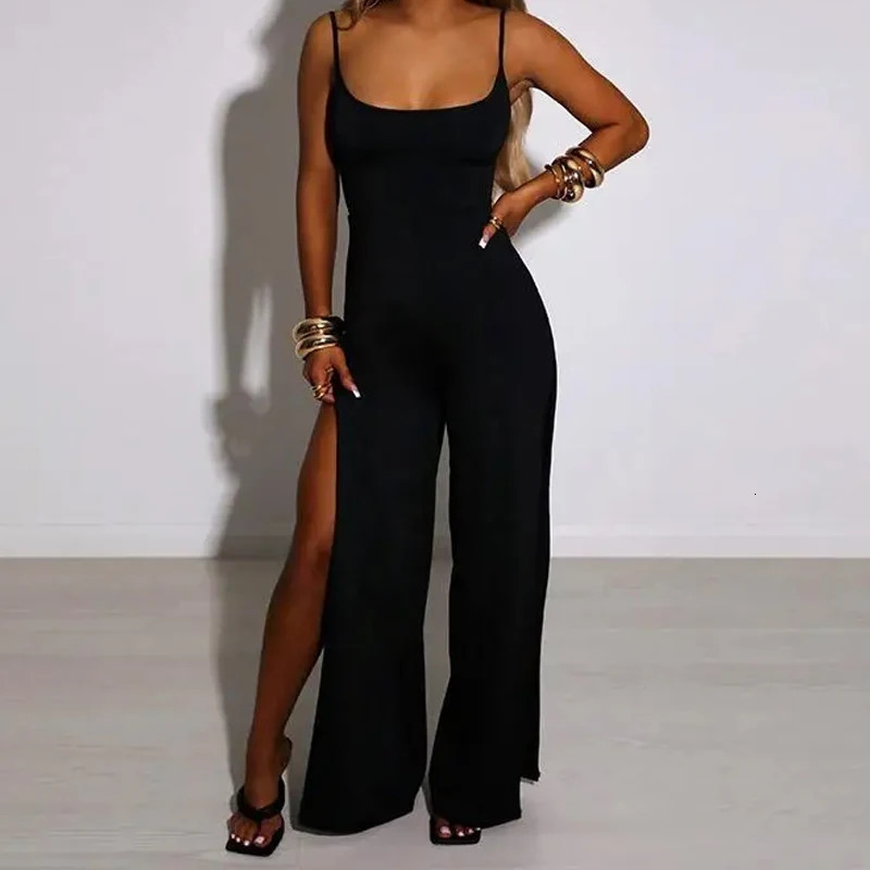 Sexy strapless womens jumpsuit fashionable sleeveless elegant split suit casual slim fit solid 250326