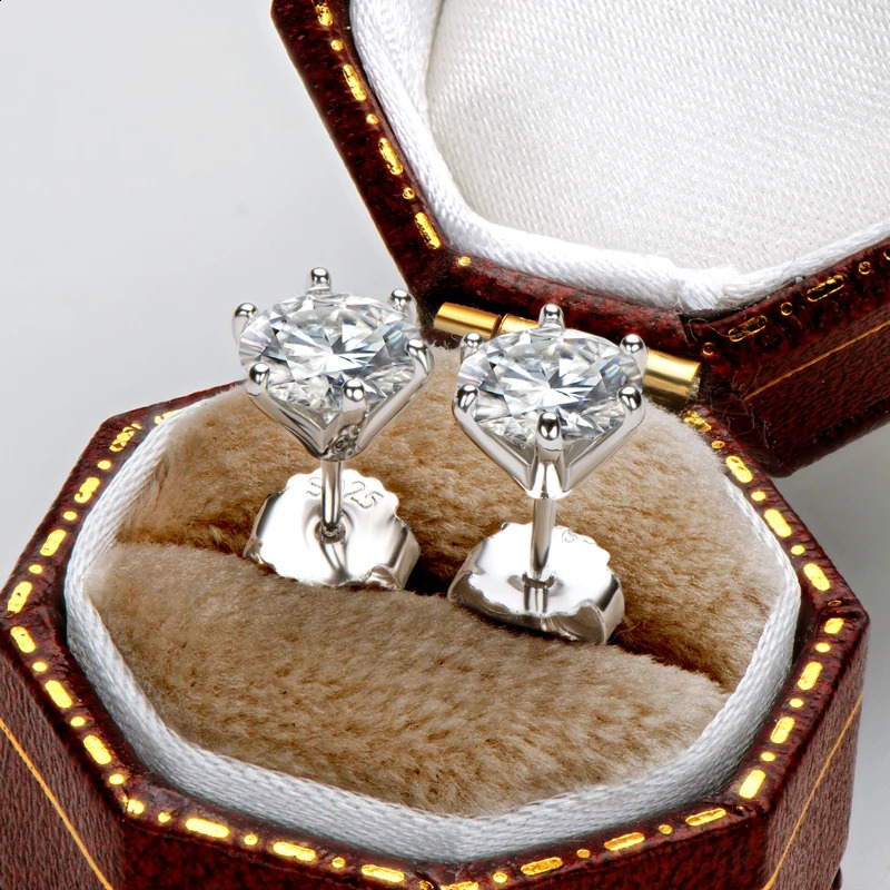 Original 1CT 2CT 3CT D Color Earrings for Men Women Real Silver 925 Piercing Stud Earrings Jewelry GRA Certificate 250318