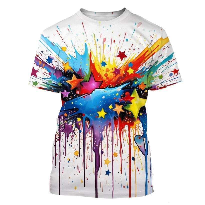 Men s and women T shirts casual fashion D printed starry sky Harajuku style