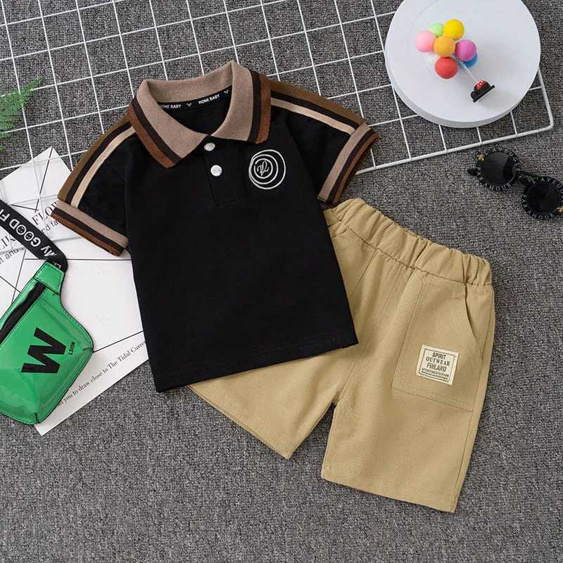 0-5-year-old boys set childrens summer polo shirt short sleeved+shorts two-piece set baby comfort clothingT250327