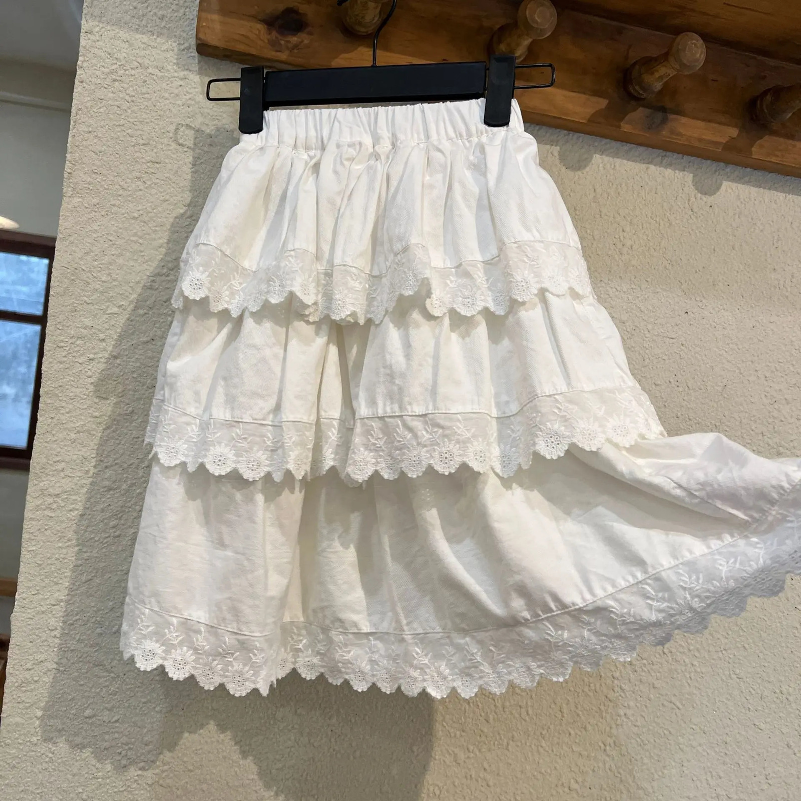 Girls Half Length Skirt Lace Princess Skirt Pure Cotton Childrens Clothing Summer Spring Autumn Baby Cake Long Skirt 250326
