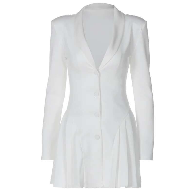 Dongdumaoyi New Solid Color Sexy Deepvblazer Collar Cardigan Mature Style Short Ruffle Women S Dress