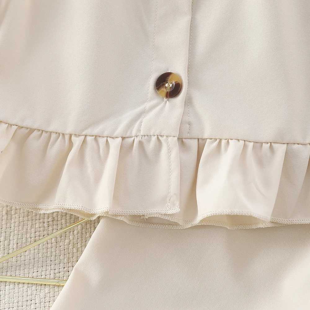 Girls clothing simple sleeveless set button vest design+beige pants childrens casual setT250327