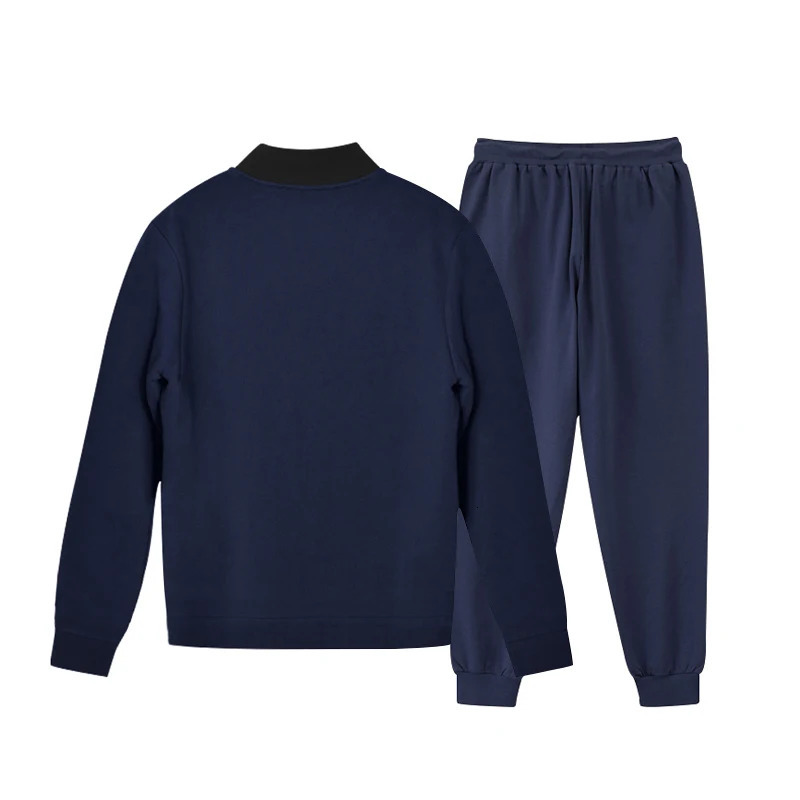 Spring and summer mens casual sports solid color stand up collar zipper jacket pants twopiece set clothing 250326
