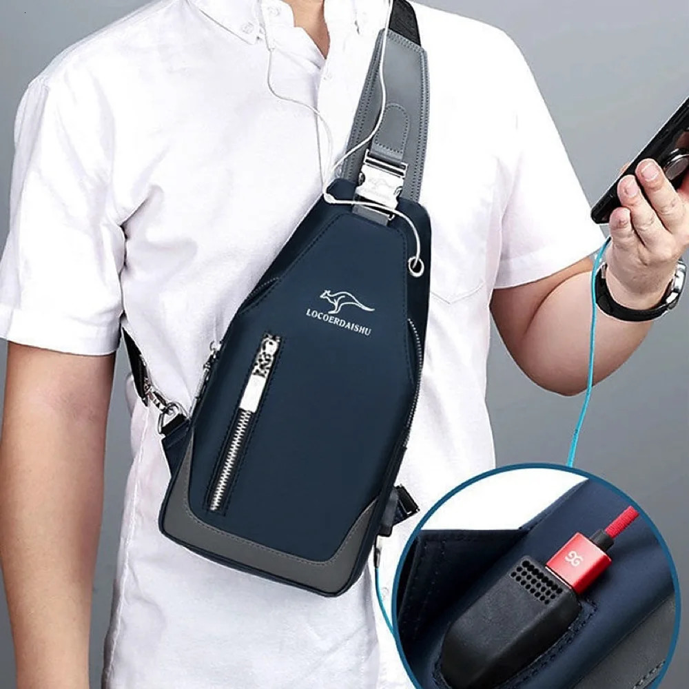 Mens Chest Bag Fashion Korean Leisure Sports Waterproof Oxford Cross Body Shoulder Messenger 250326