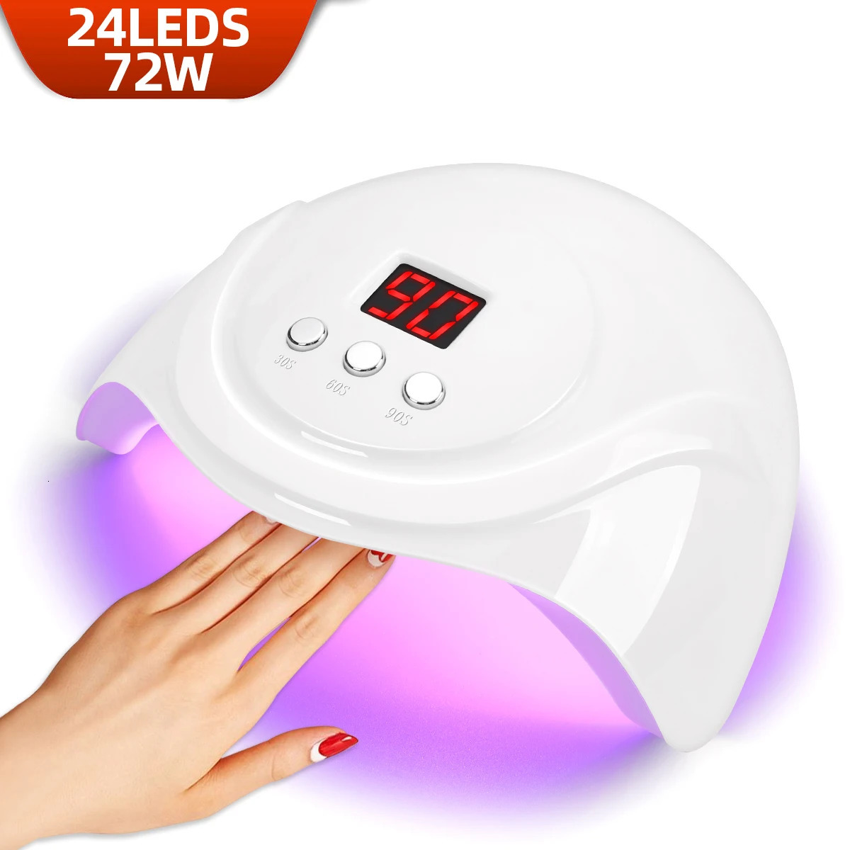 72W UV LED nail drying lamp is used for curing full gel polishing 24LED machine with automatic sensor professional salon art tool 250325