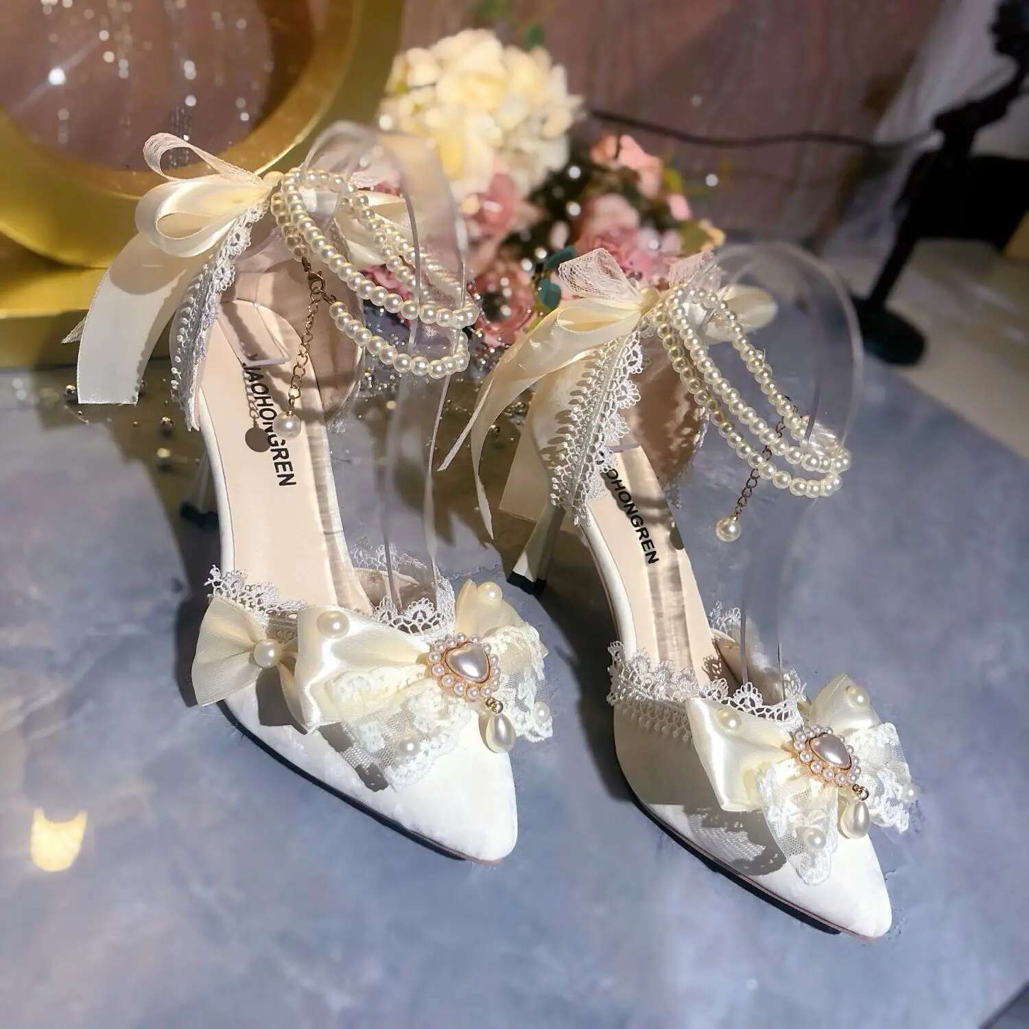 White Bridal Shoe Wedding for Women Mary Jane Elegant Woman Heeled Designer Heels Y2k Style Shoes